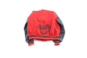 1985 DeLong Sportswear Red & Black Varsity Jacket - ThriftedThreads.com