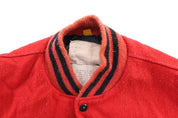 1985 DeLong Sportswear Red & Black Varsity Jacket - ThriftedThreads.com
