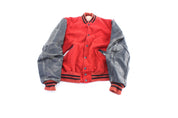 1985 DeLong Sportswear Red & Black Varsity Jacket - ThriftedThreads.com