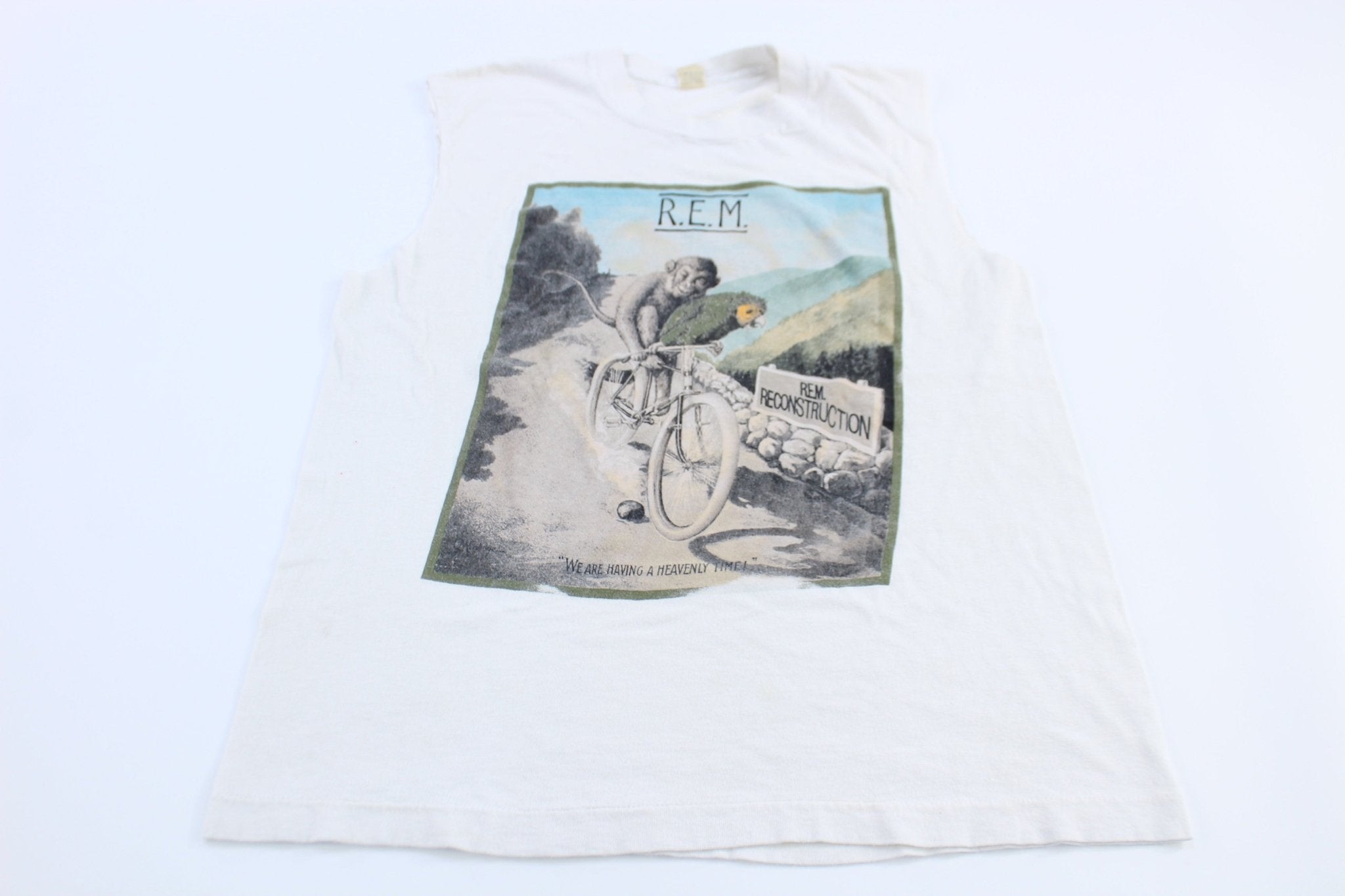 1985 REM Construction Tour Tank Top - ThriftedThreads.com