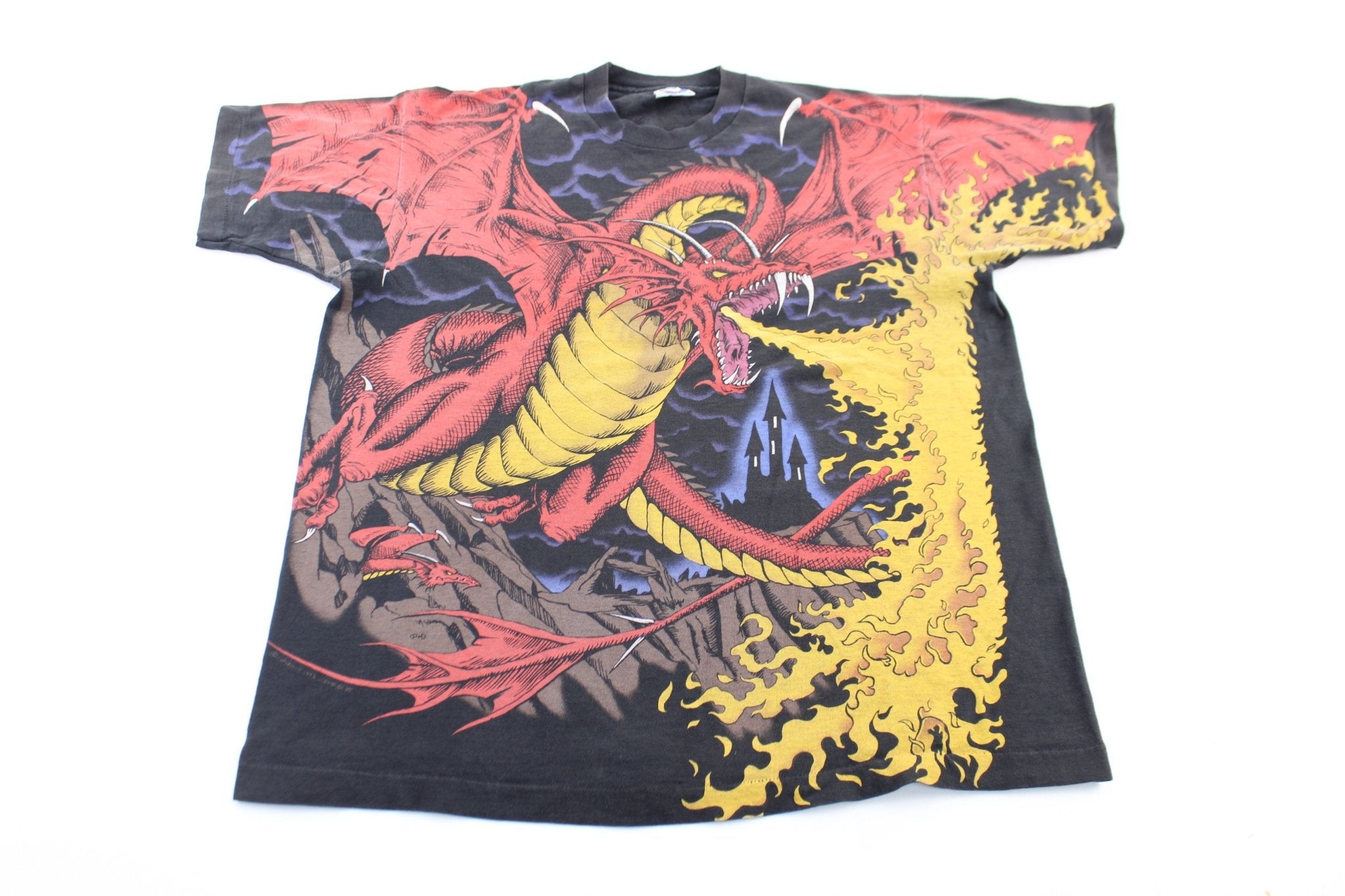BEENTRILL■X ARKADDITION blue dragon overfit T-shirt■送料込 Liquid Blue - Dueling Dragons T-Shirt All Over Print (1994
