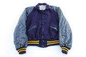 70's Naugalite Blue Varsity Letterman Jacket - ThriftedThreads.com