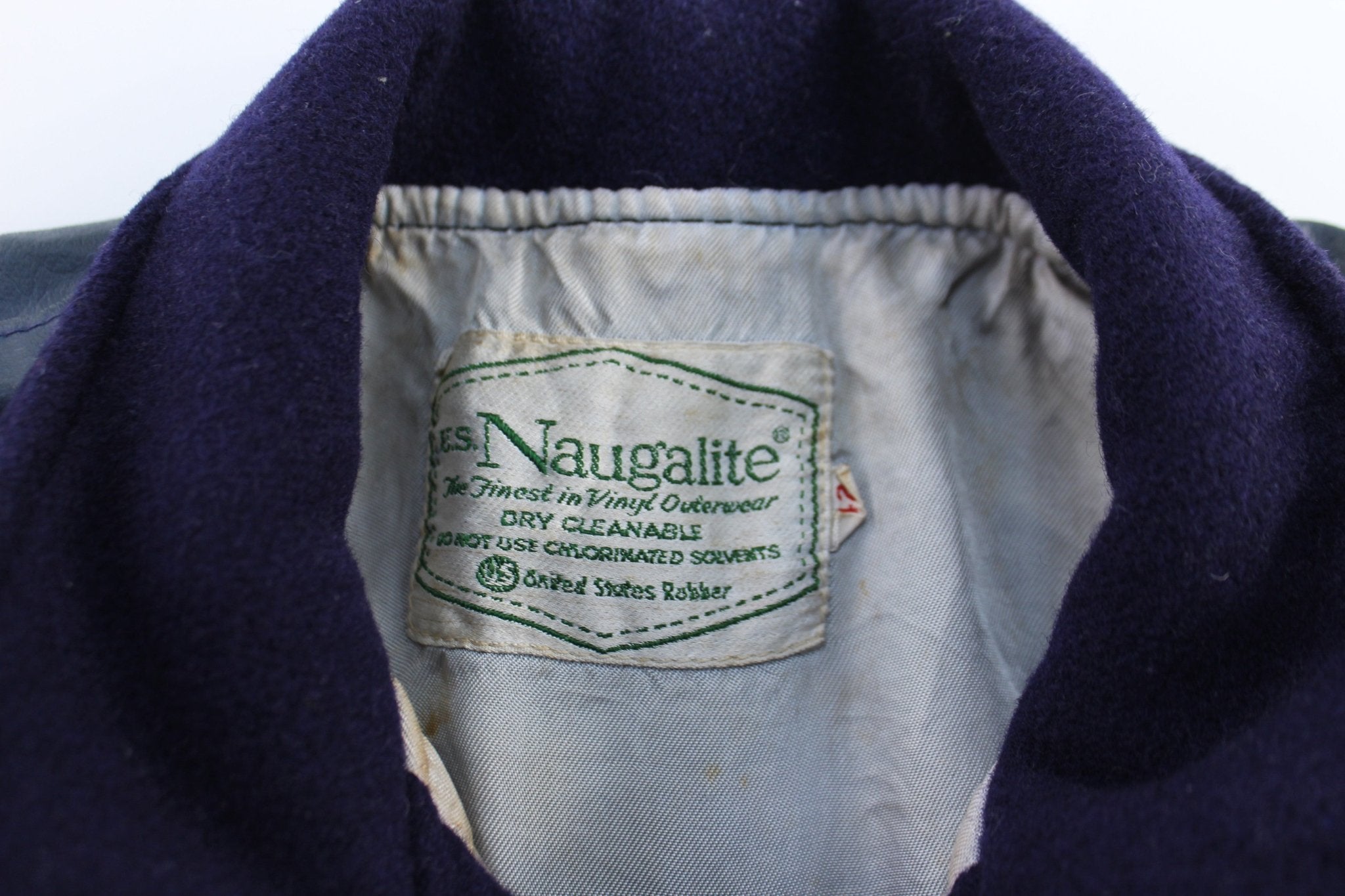 70's Naugalite Blue Varsity Letterman Jacket - ThriftedThreads.com