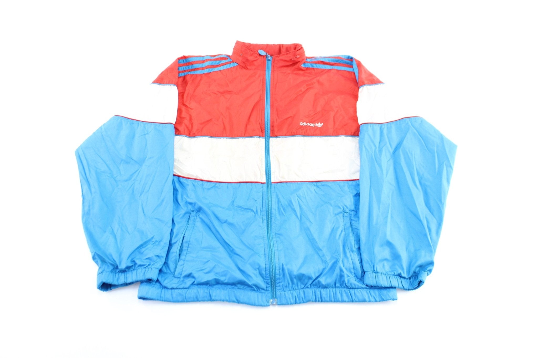 Red blue fashion and white adidas jacket