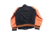 80's Black & Orange Varsity Letterman Jacket - ThriftedThreads.com