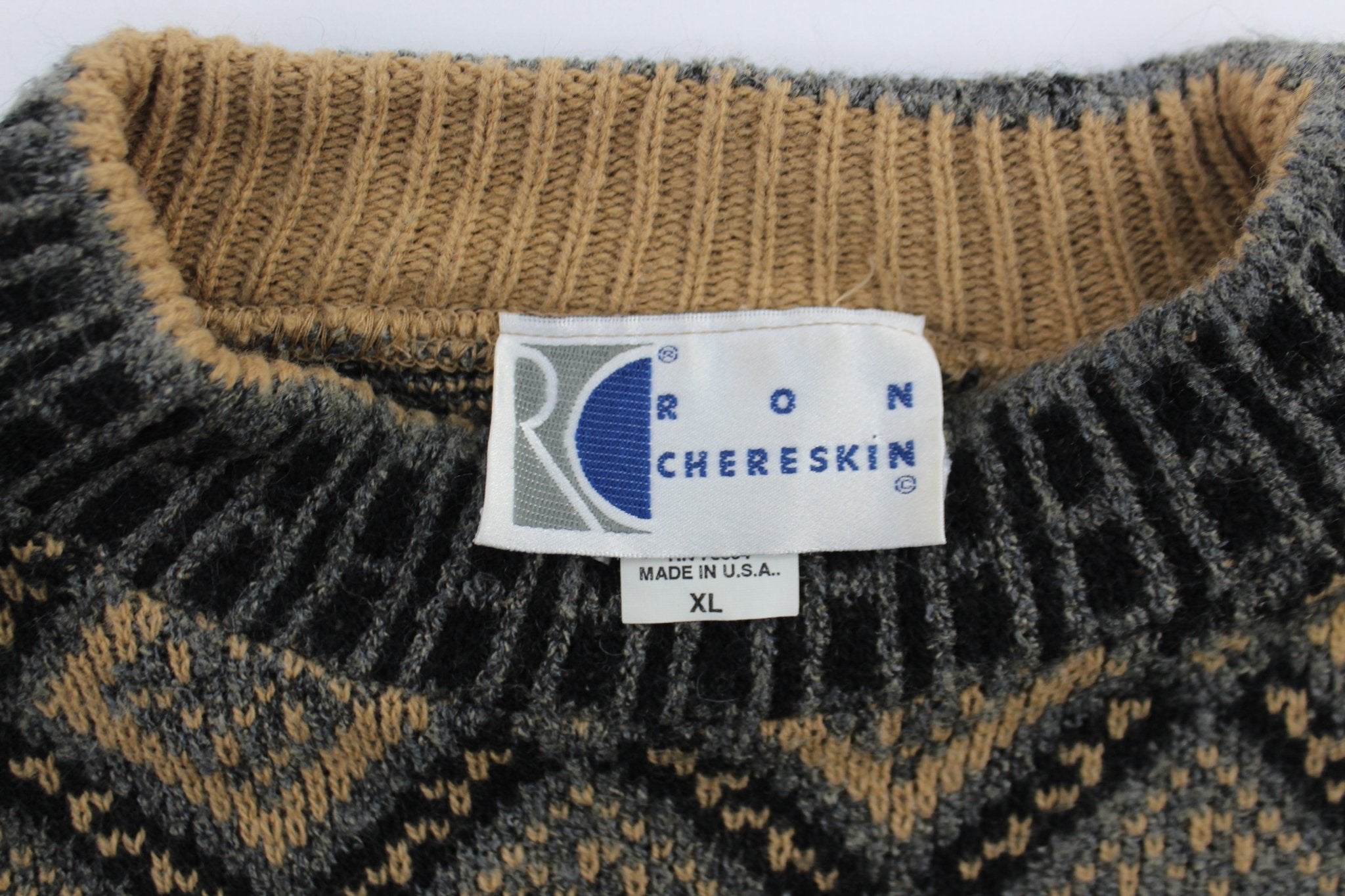 80's Ron Chereskin Geometric Patterned Sweater - ThriftedThreads.com