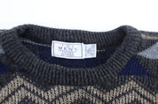 80's Sear's Geometric Patterned Acrylic Sweater - ThriftedThreads.com