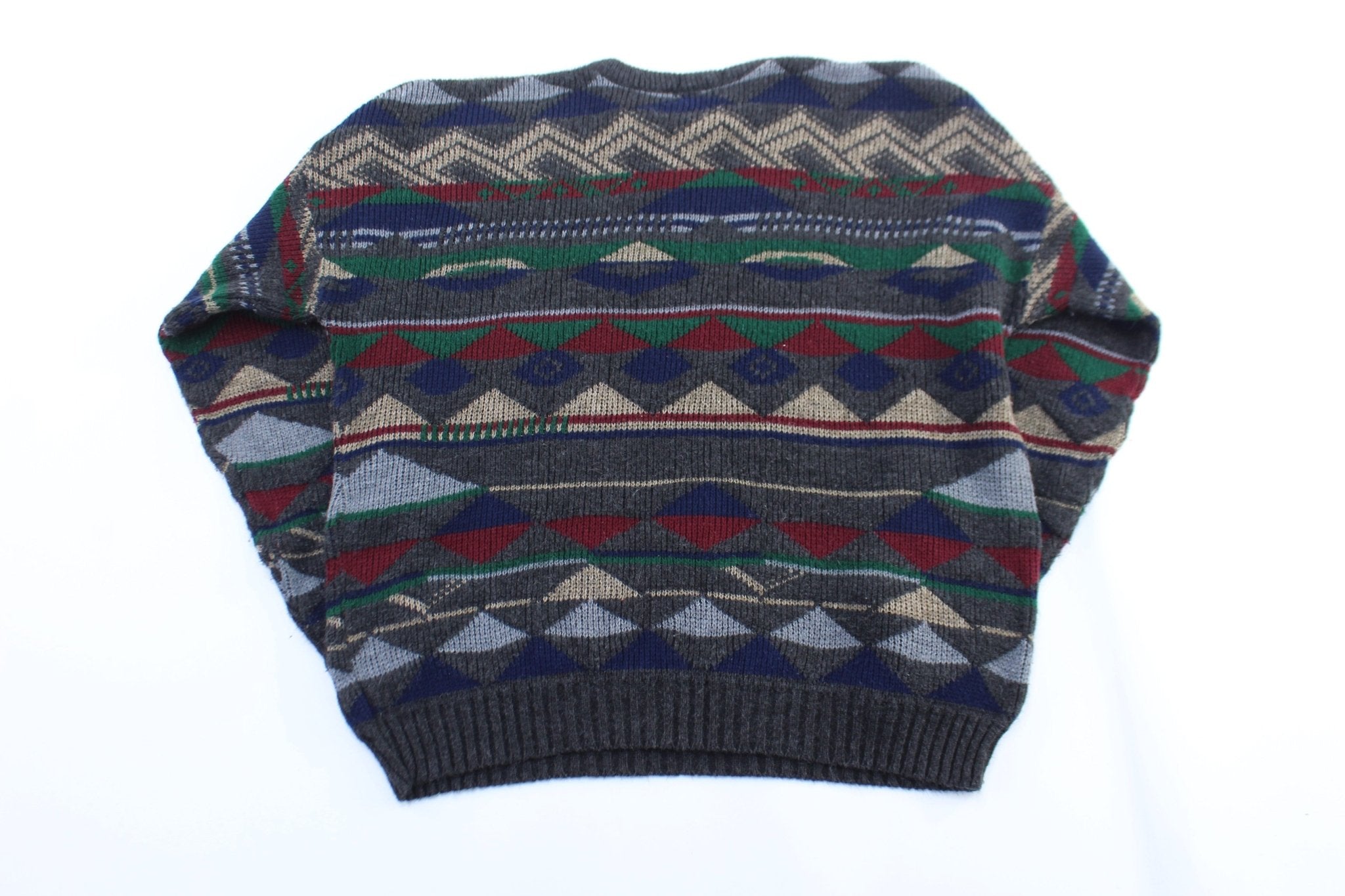 80's Sear's Geometric Patterned Acrylic Sweater - ThriftedThreads.com