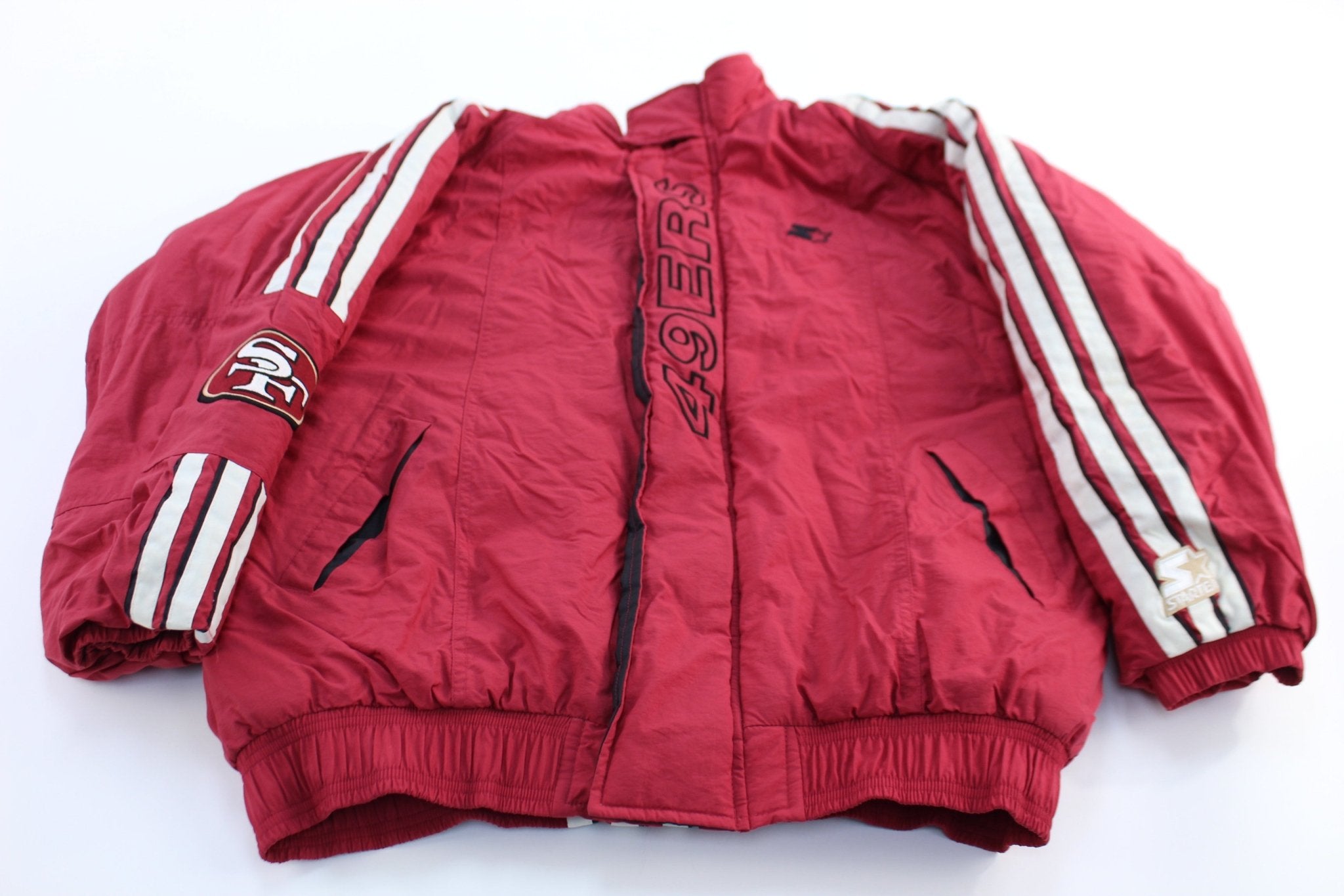 90's San Francisco 49ers Embroidered Starter Zip Up Jacket - ThriftedThreads.com