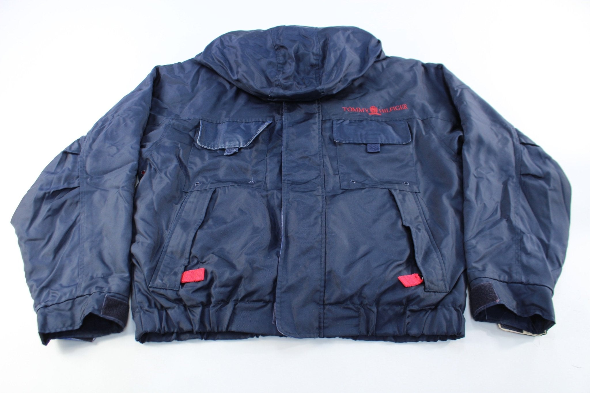 90 s Tommy Hilfiger Embroidered Logo Navy Blue Zip Up Jacket