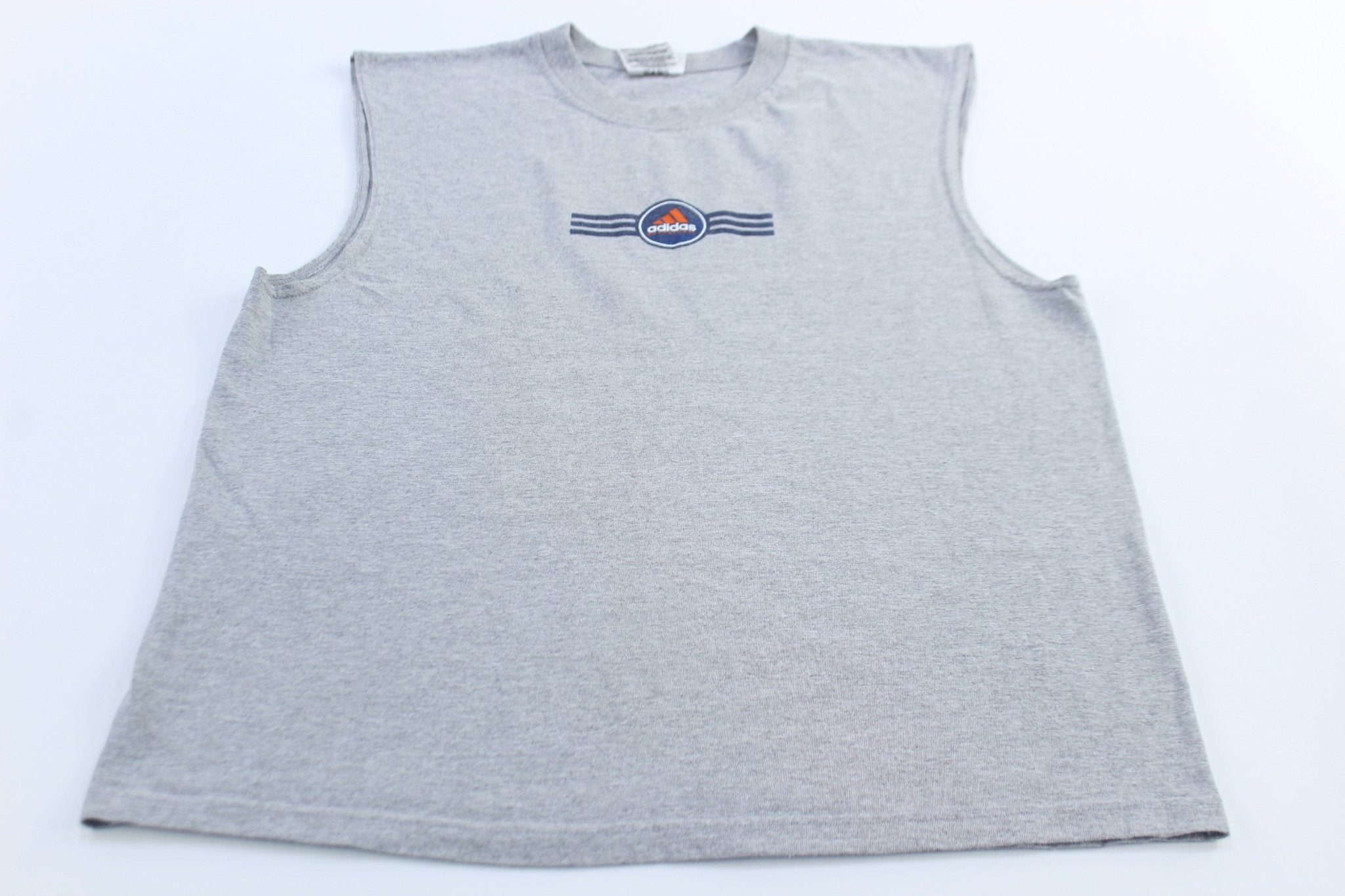 Adidas Basketball Logo Grey Tank Top - ThriftedThreads.com
