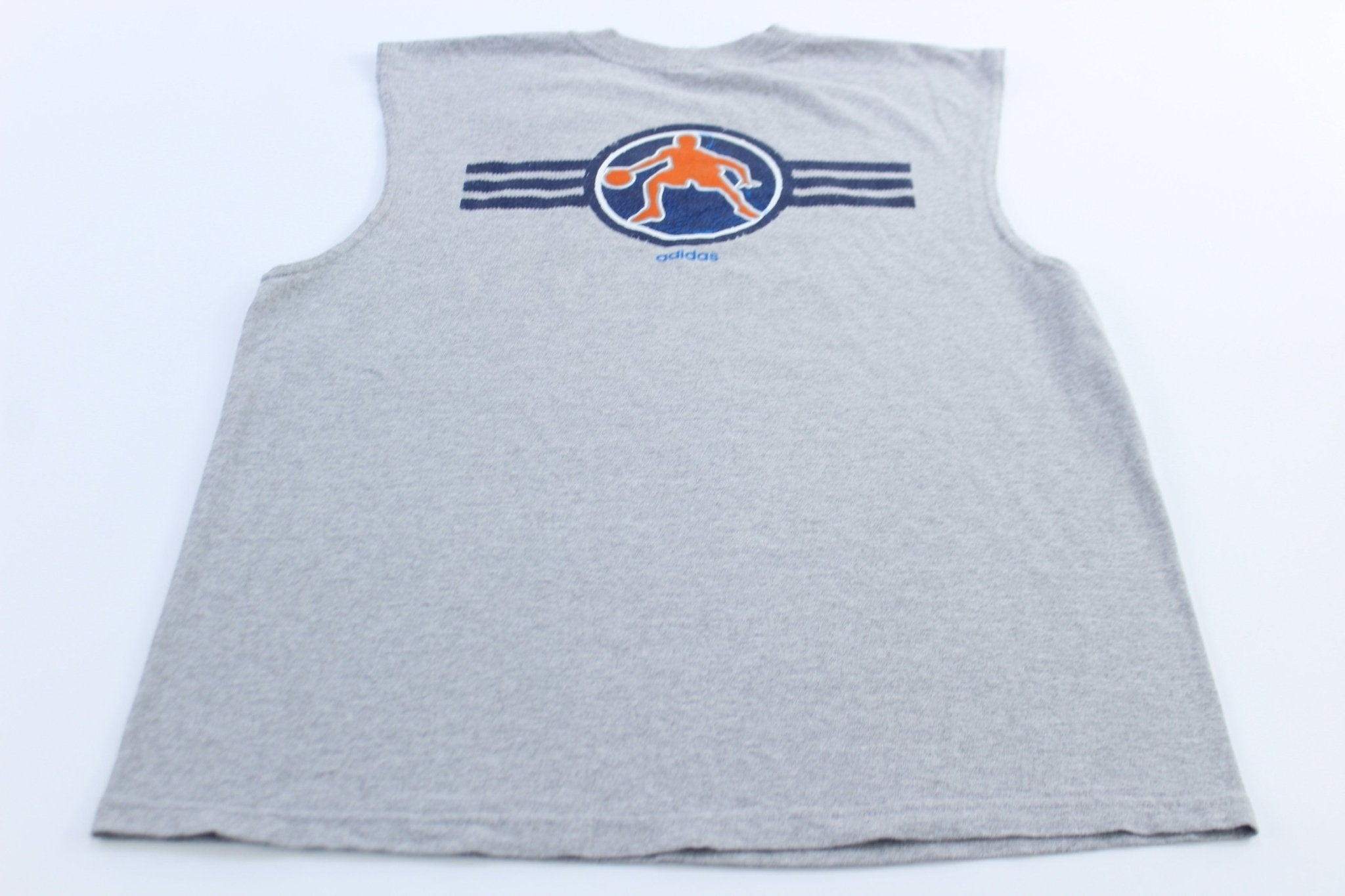 Adidas Basketball Logo Grey Tank Top - ThriftedThreads.com