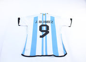 Adidas Embroidered Logo Argentina Julian Alvarez Soccer Jersey - ThriftedThreads.com