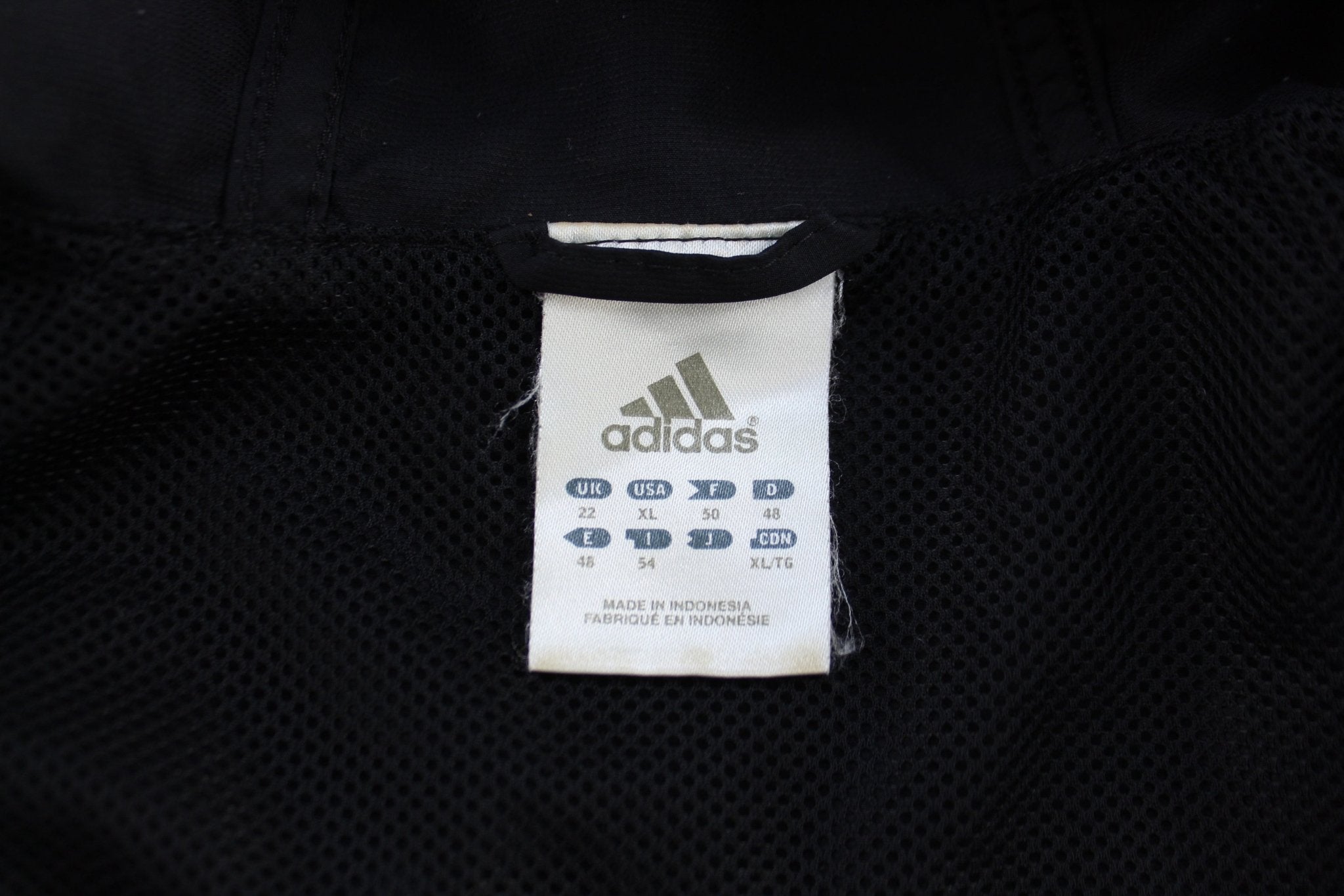 Adidas Embroidered Logo Black & White Striped Zip Up Jacket - ThriftedThreads.com