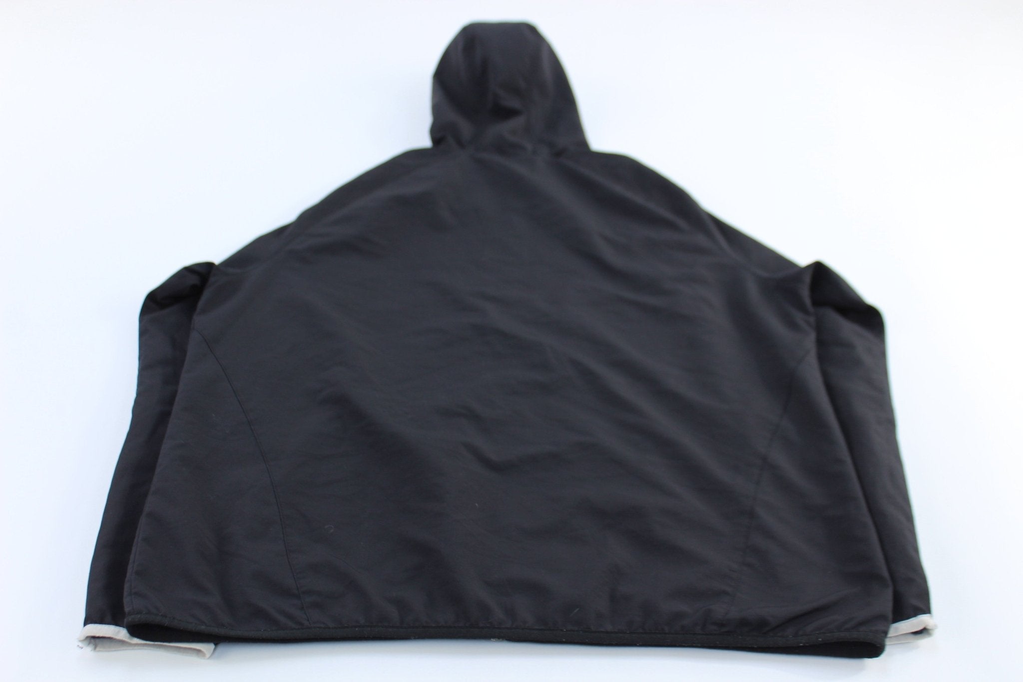 Adidas Embroidered Logo Black & White Striped Zip Up Jacket - ThriftedThreads.com