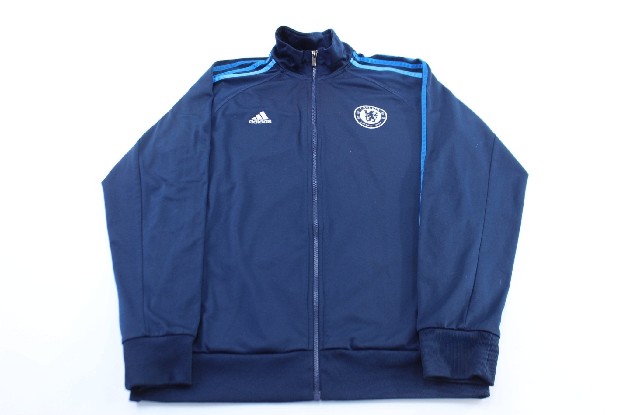 Adidas Embroidered Logo Chelsea Football Club Striped Zip Up