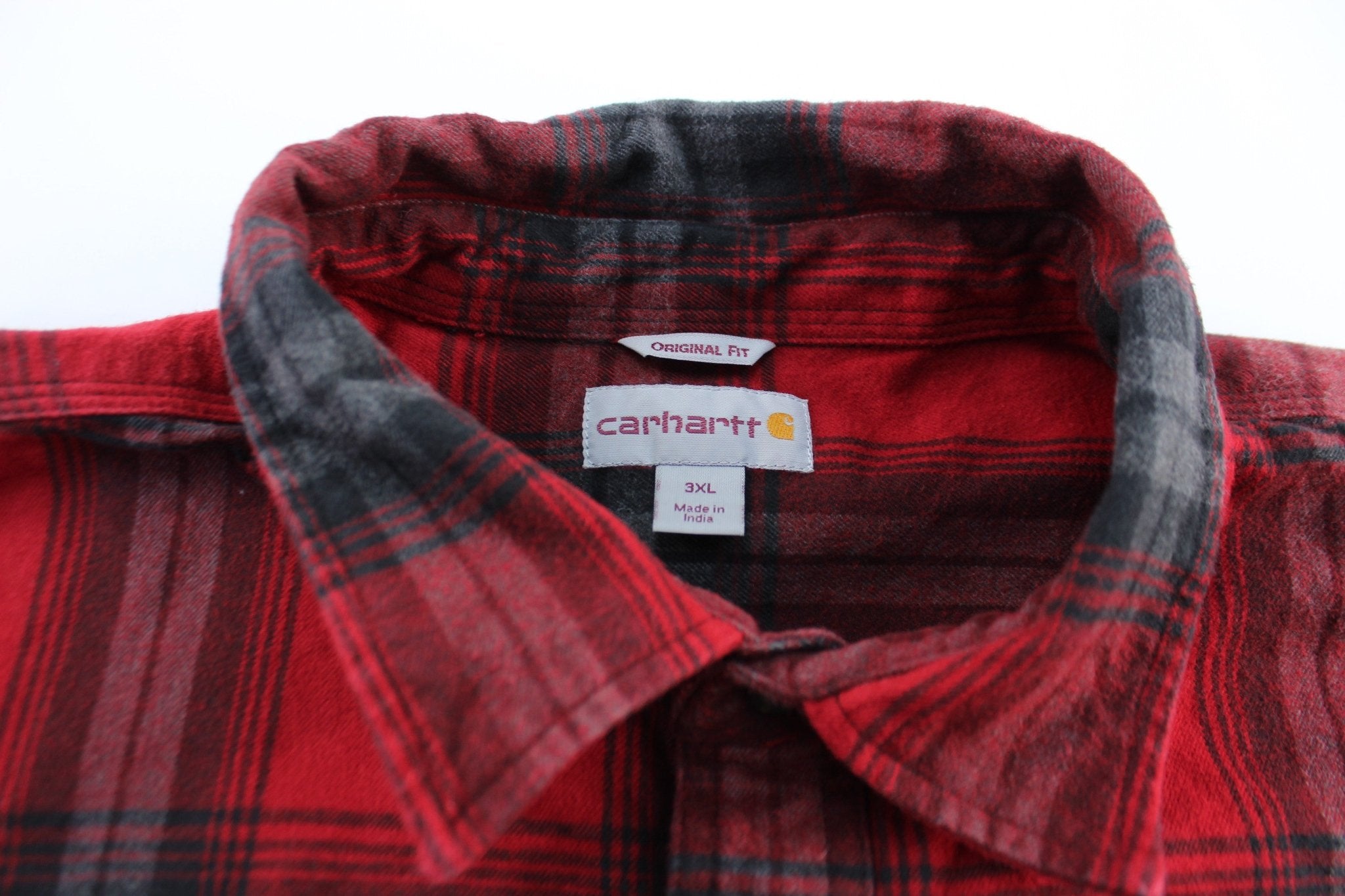 Carhartt Red & Black Button Down LS Flannel Shirt - ThriftedThreads.com