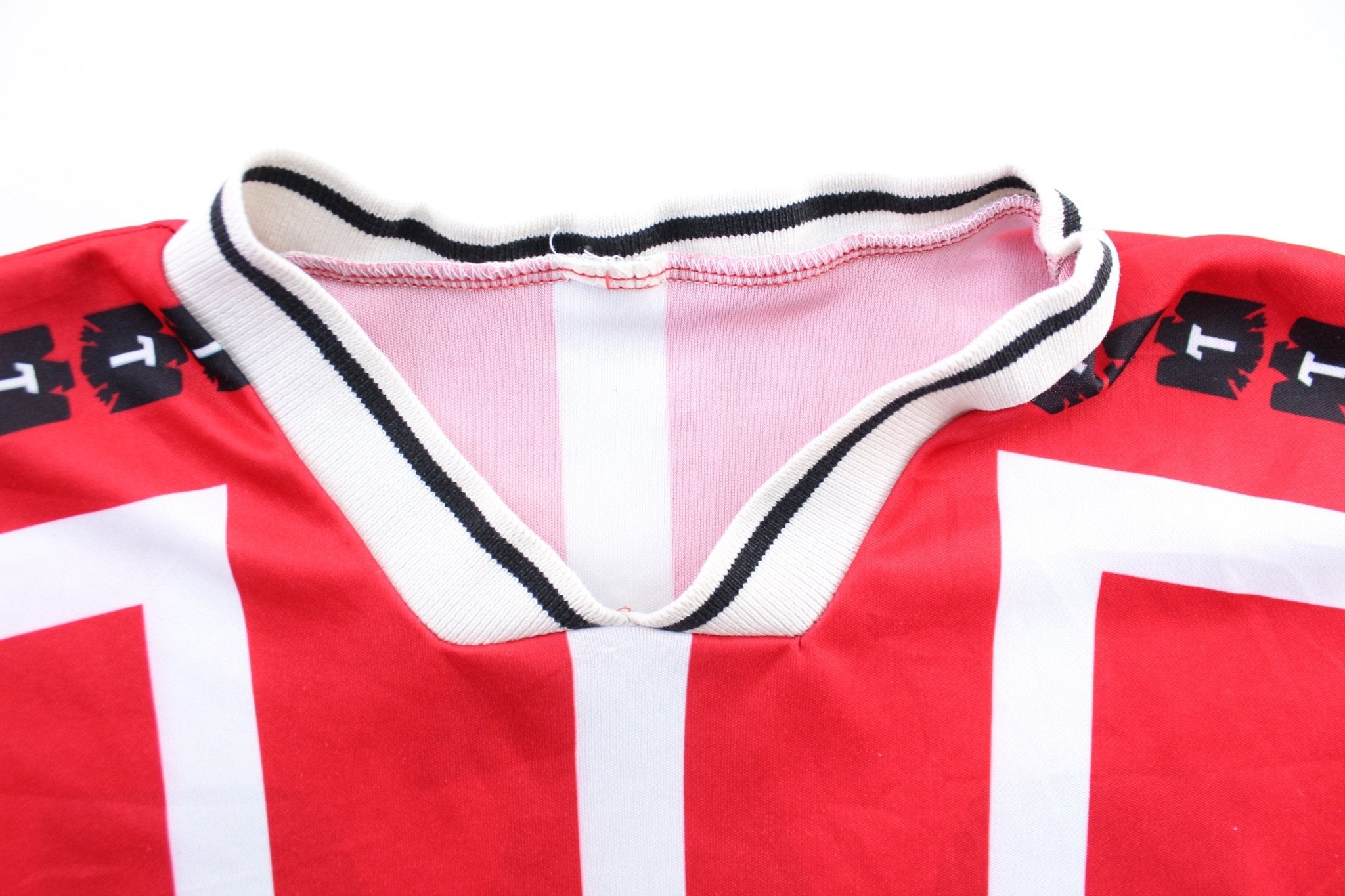 Cervaze Tecate Logo Mexico Red & White Striped Soccer Jersey - ThriftedThreads.com