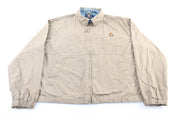 Chaps Ralph Lauren Embroidered Logo Tan Zip Up Jacket - ThriftedThreads.com