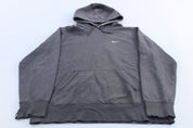 Nike Embroidered Swoosh Logo Grey Pullover Hoodie - ThriftedThreads.com