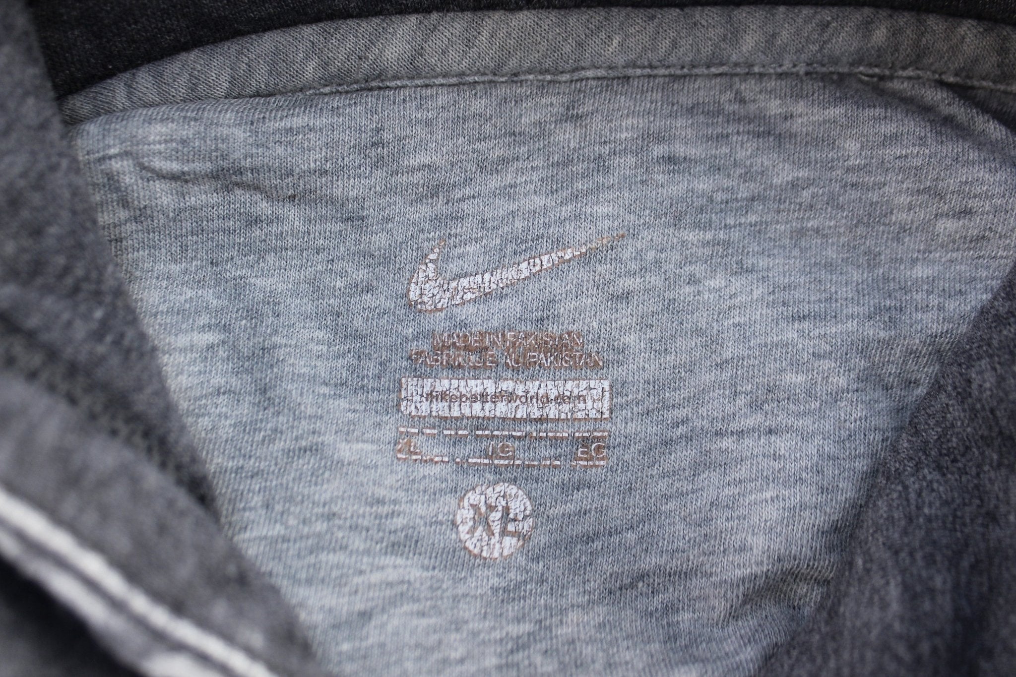 Nike Embroidered Swoosh Logo Grey Pullover Hoodie - ThriftedThreads.com