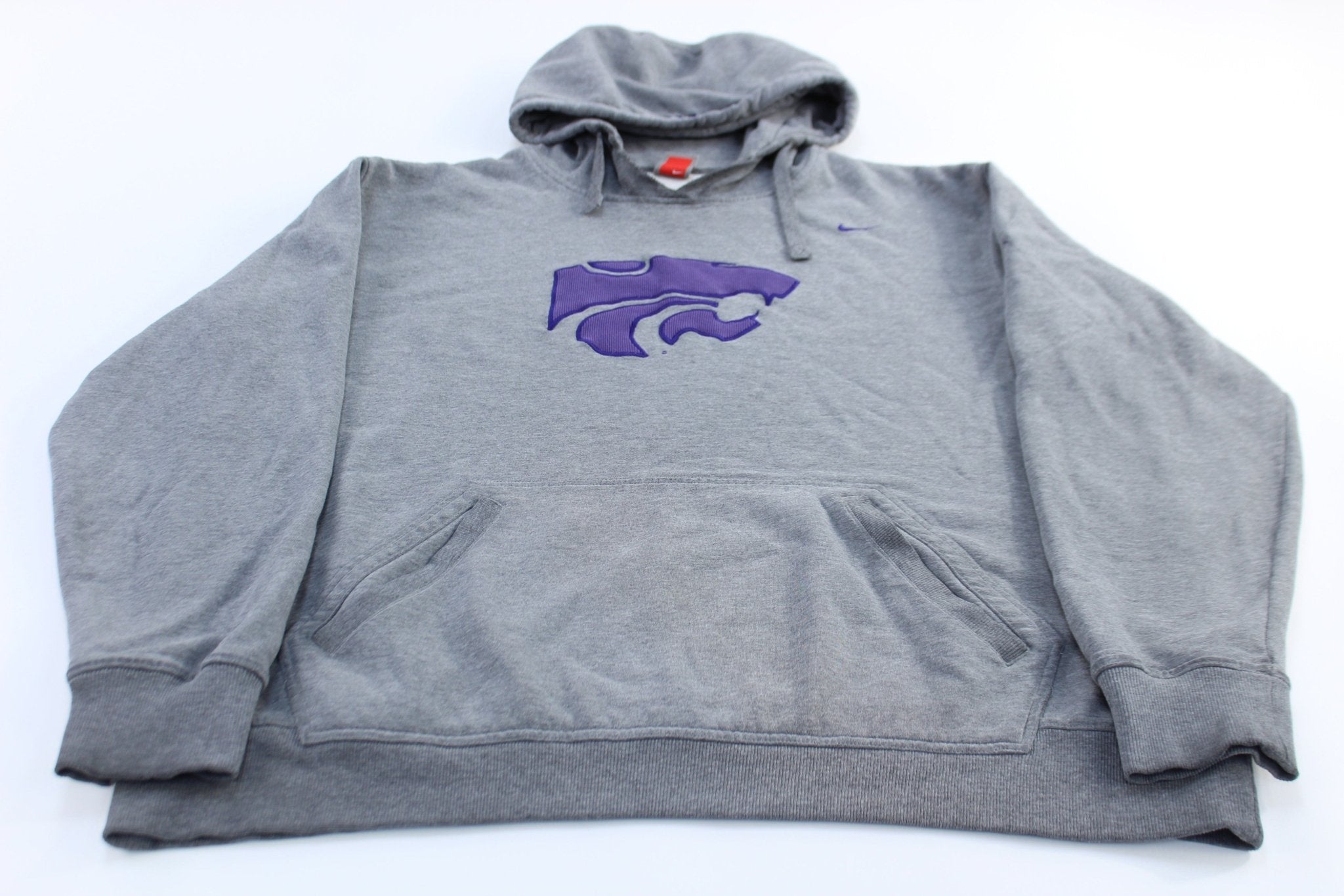 Nike Embroidered Swoosh Logo Kansas State University Pullover Hoodie - ThriftedThreads.com