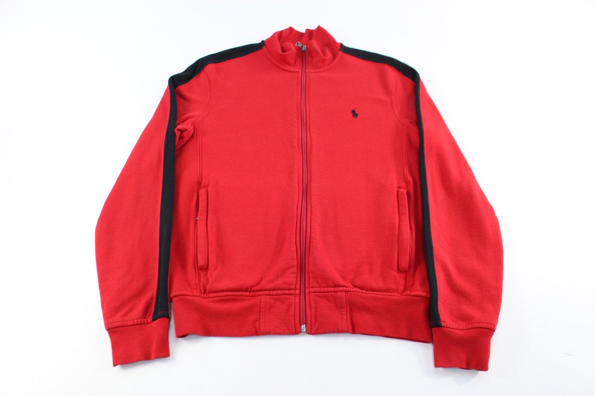Polo by Ralph Lauren Embroidered Logo Black & Red Zip Up Jacket - ThriftedThreads.com