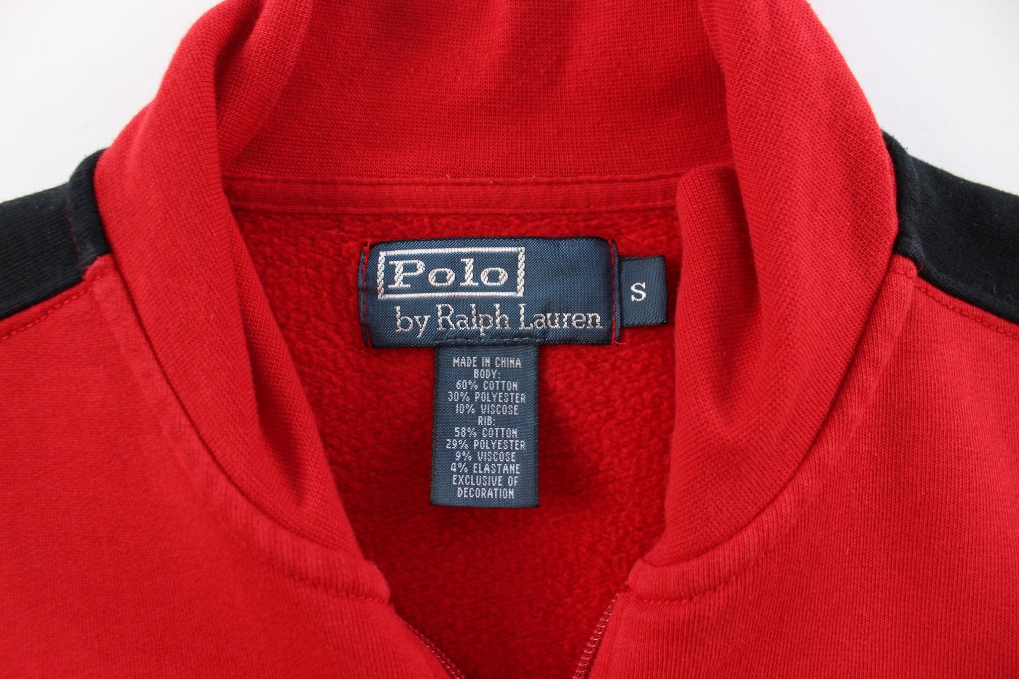 Polo by Ralph Lauren Embroidered Logo Black & Red Zip Up Jacket - ThriftedThreads.com