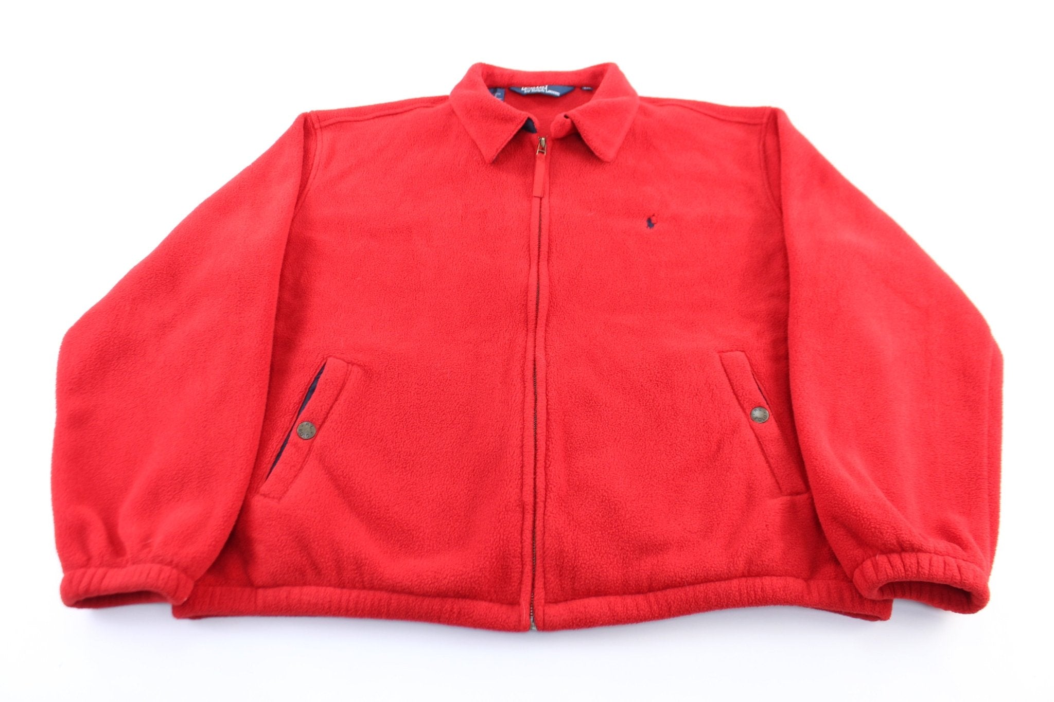 Polo by Ralph Lauren Embroidered Logo Red Polartec Zip Up Jacket ThriftedThreads