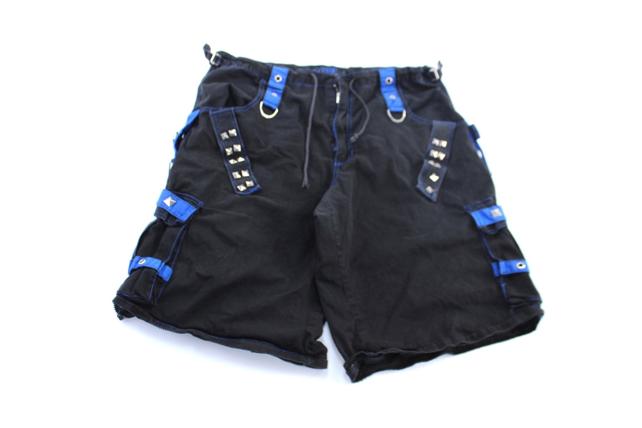 Tripp NYC Black & Blue Punk Shorts - ThriftedThreads.com