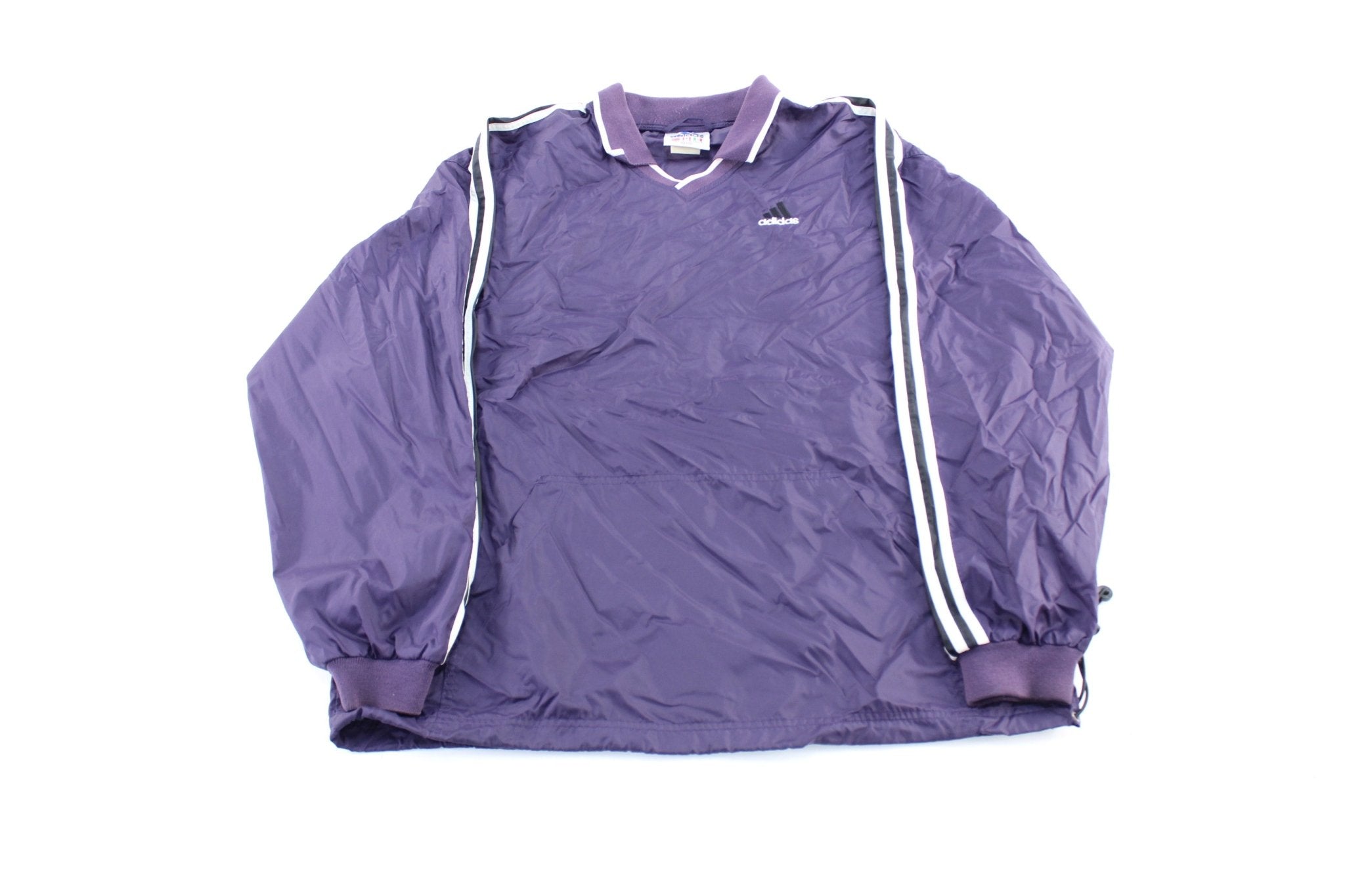 Vintage Adidas Embroidered Logo Purple Striped Windbreaker Pullover