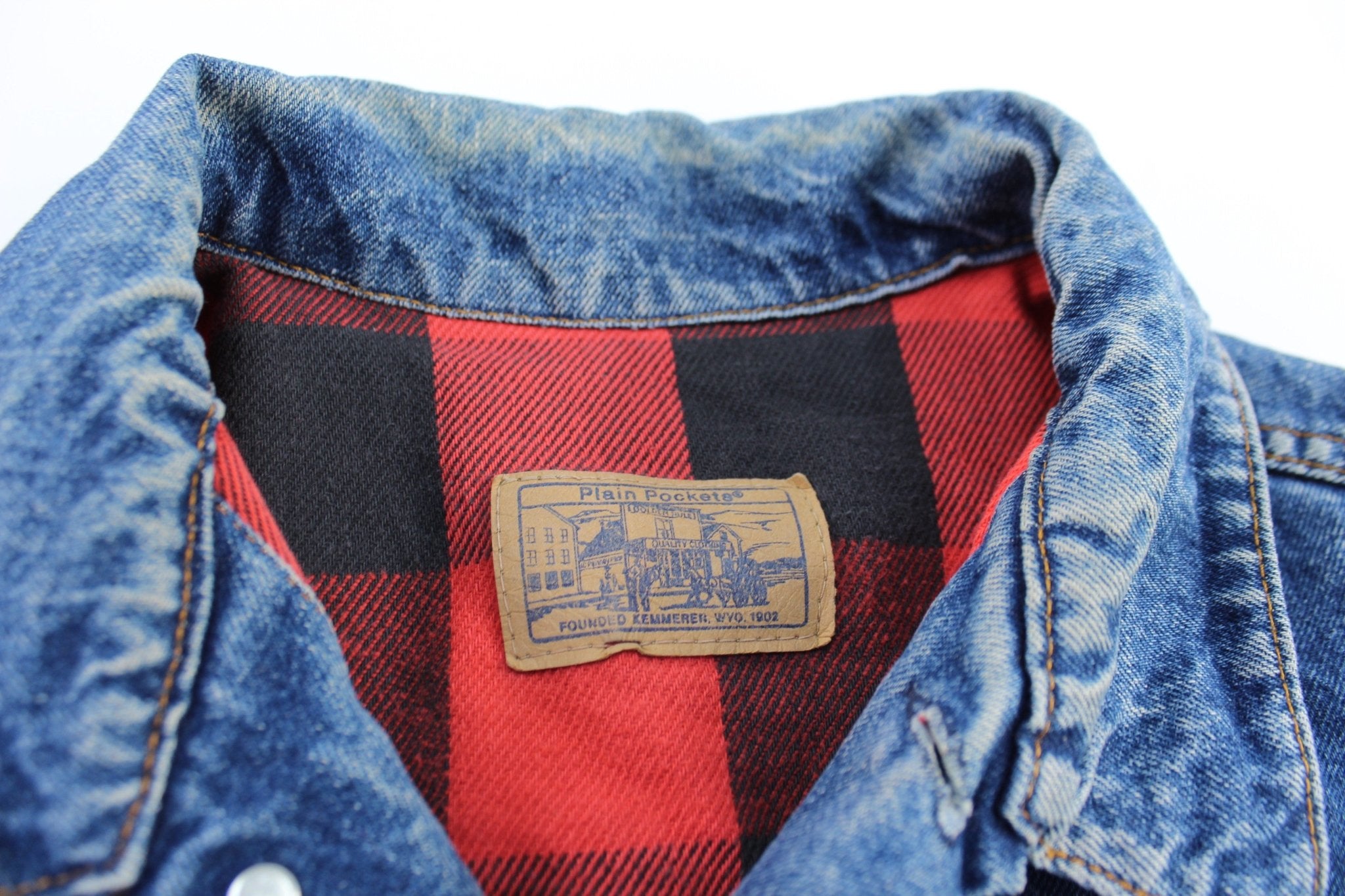 Vintage Plain Pockets Denim Jacket - ThriftedThreads.com