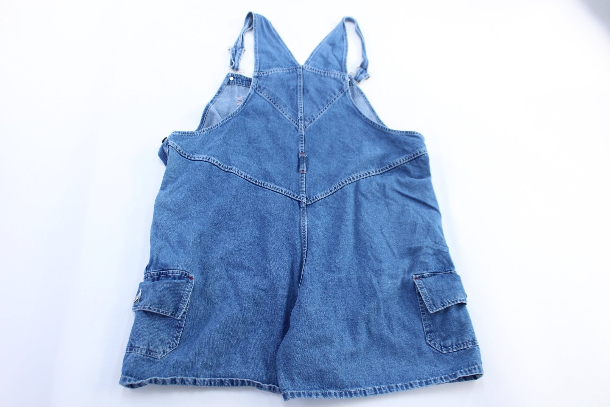 Women's Dr. Seuss Embroidered Cat In The Hat Denim Overalls - ThriftedThreads.com
