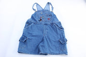 Women's Dr. Seuss Embroidered Cat In The Hat Denim Overalls - ThriftedThreads.com