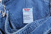 Women's Dr. Seuss Embroidered Cat In The Hat Denim Overalls - ThriftedThreads.com