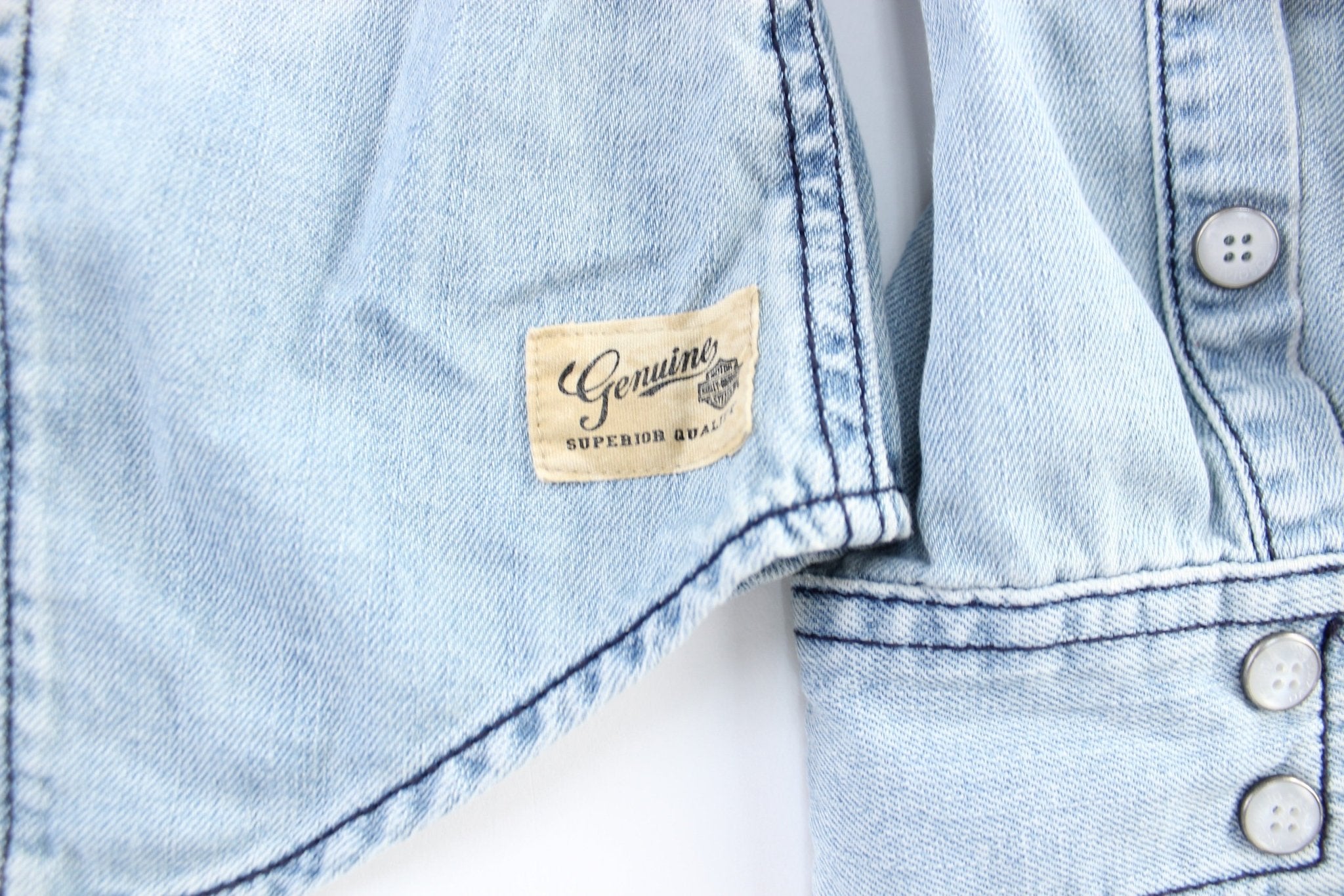 Women's Harley Davidson Motorcycles Denim Button Down - ThriftedThreads.com