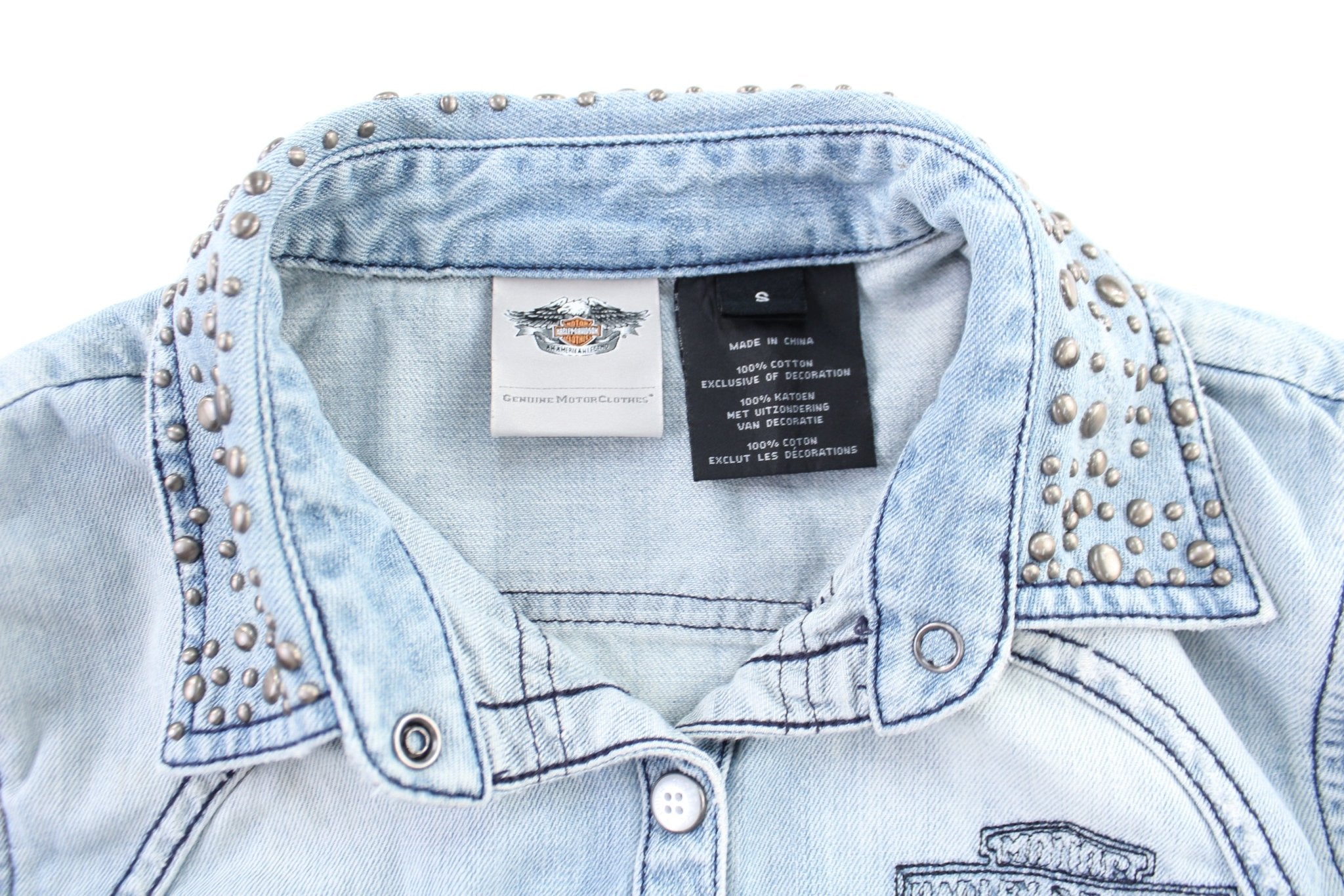 Women's Harley Davidson Motorcycles Denim Button Down - ThriftedThreads.com