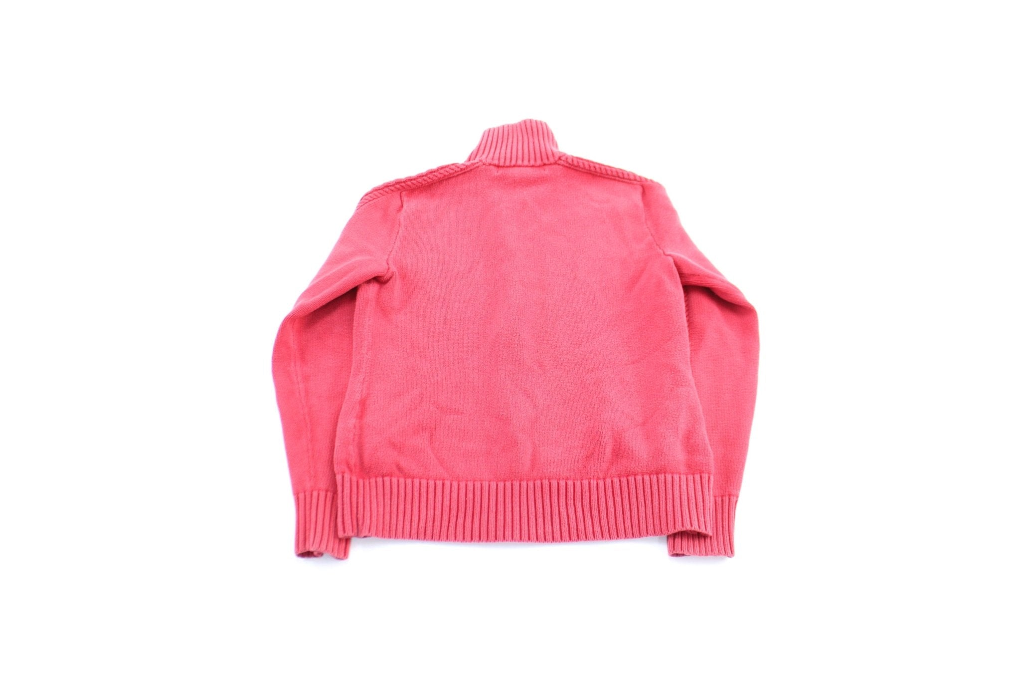 Women's Polo by Ralph Lauren Embroidered Logo Hot Pink Zip Up Sweater - ThriftedThreads.com