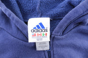 Women's Vintage Adidas Embroidered Logo Blue & White Pullover Hoodie - ThriftedThreads.com
