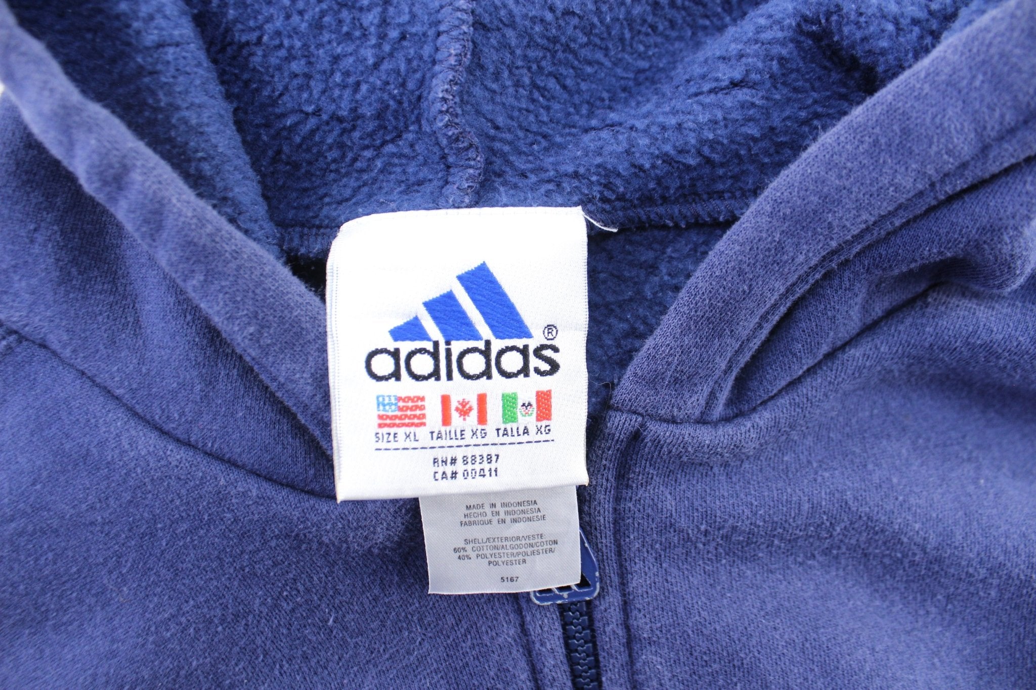 Women's Vintage Adidas Embroidered Logo Blue & White Pullover Hoodie - ThriftedThreads.com