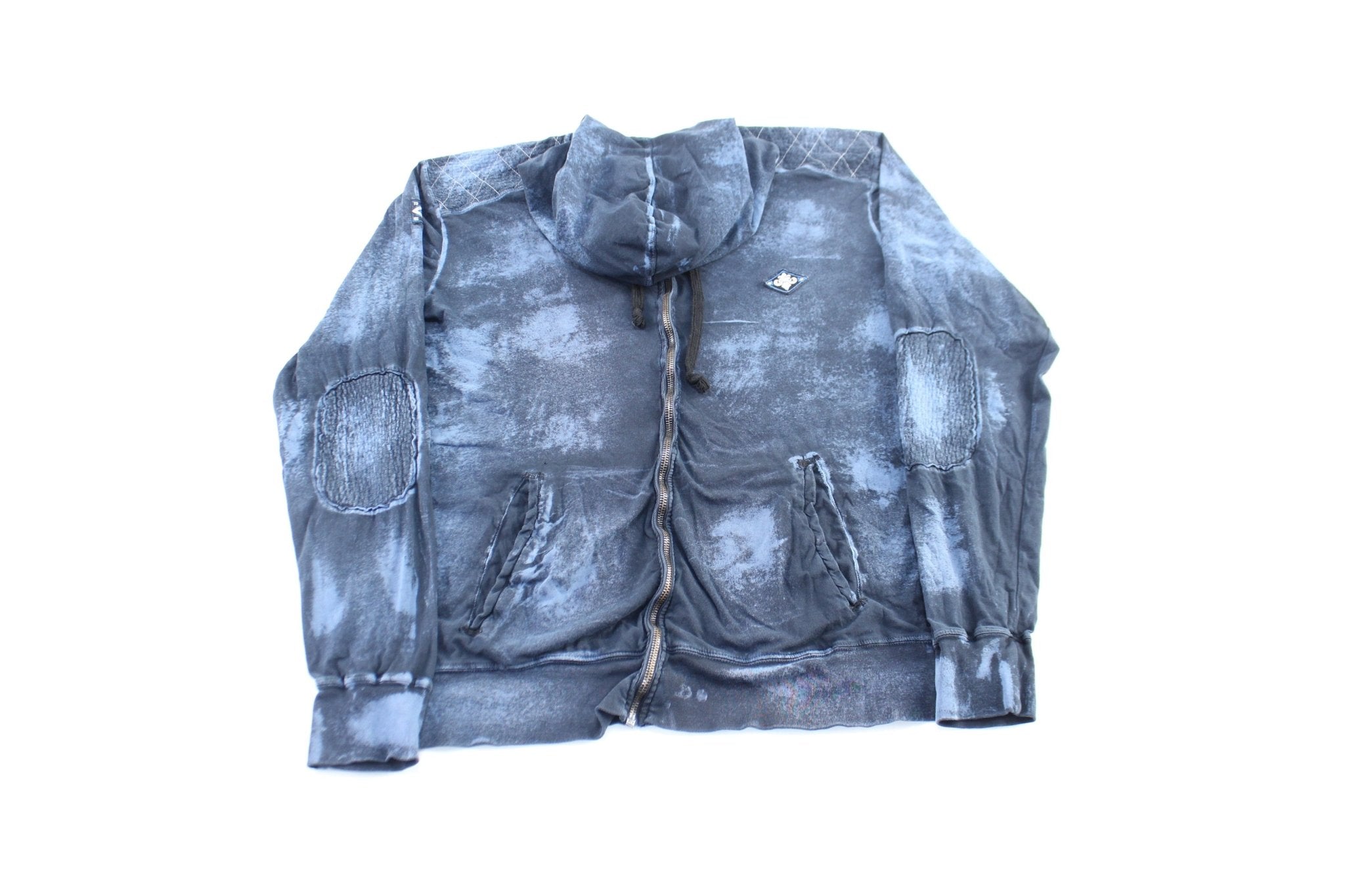 Y2K Affliction Embroidered Blue Zip Up Hoodie - ThriftedThreads.com