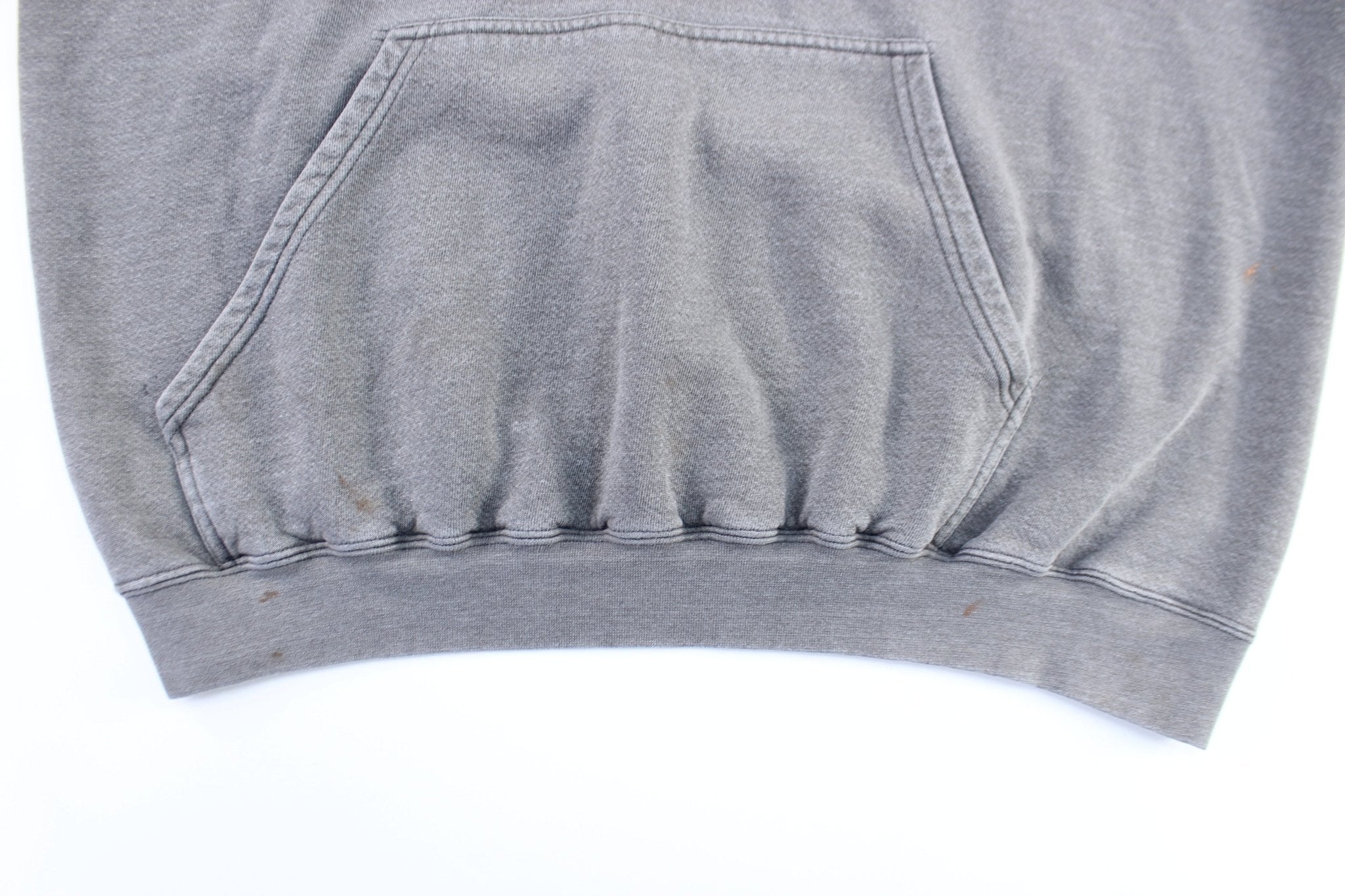 Y2K Nike Embroidered Center Swoosh Logo Grey Pullover Hoodie - ThriftedThreads.com