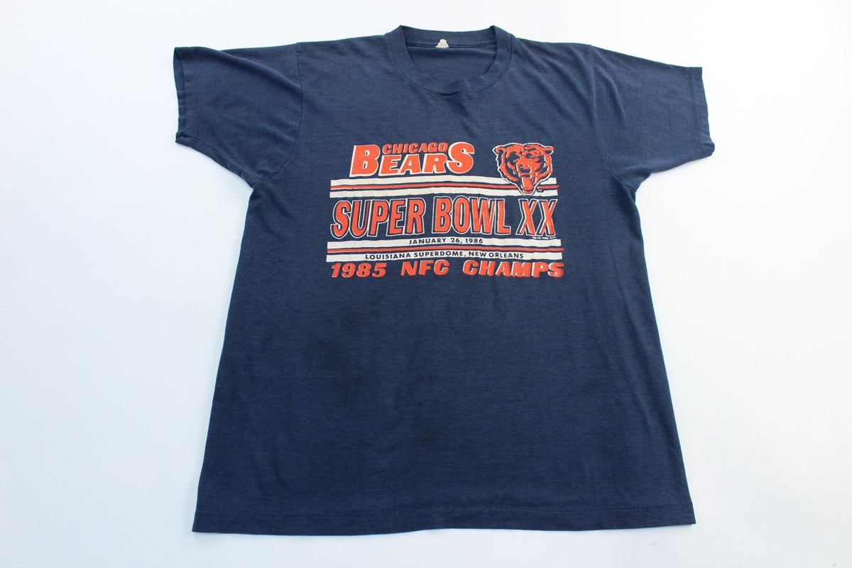 Vintage Chicago Bears T-Shirt 1985 Super Bowl XX NFC Champions Large  Superdome