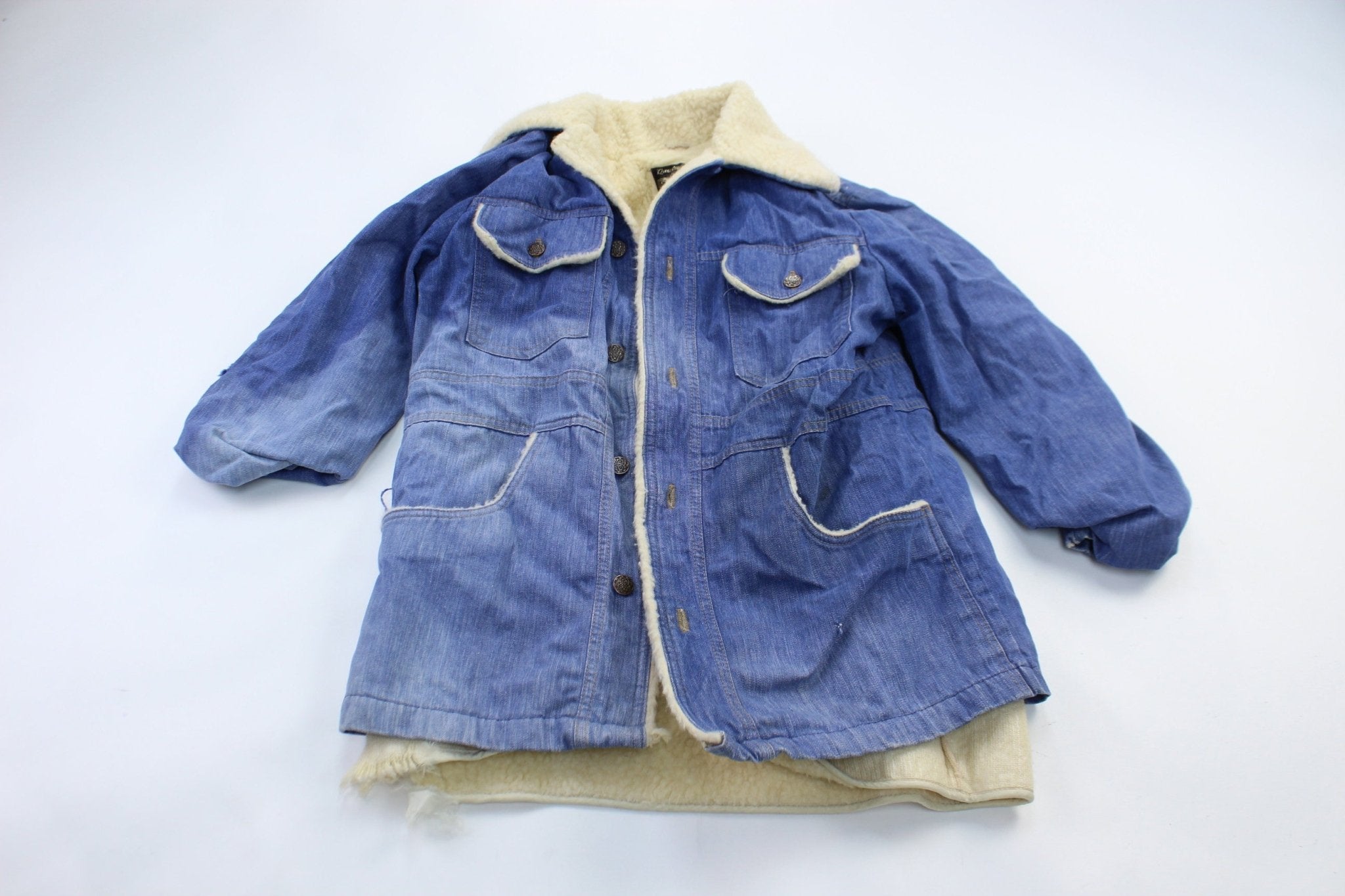 70's Sears Sportswear Denim Sherpa Jacket - ThriftedThreads.com