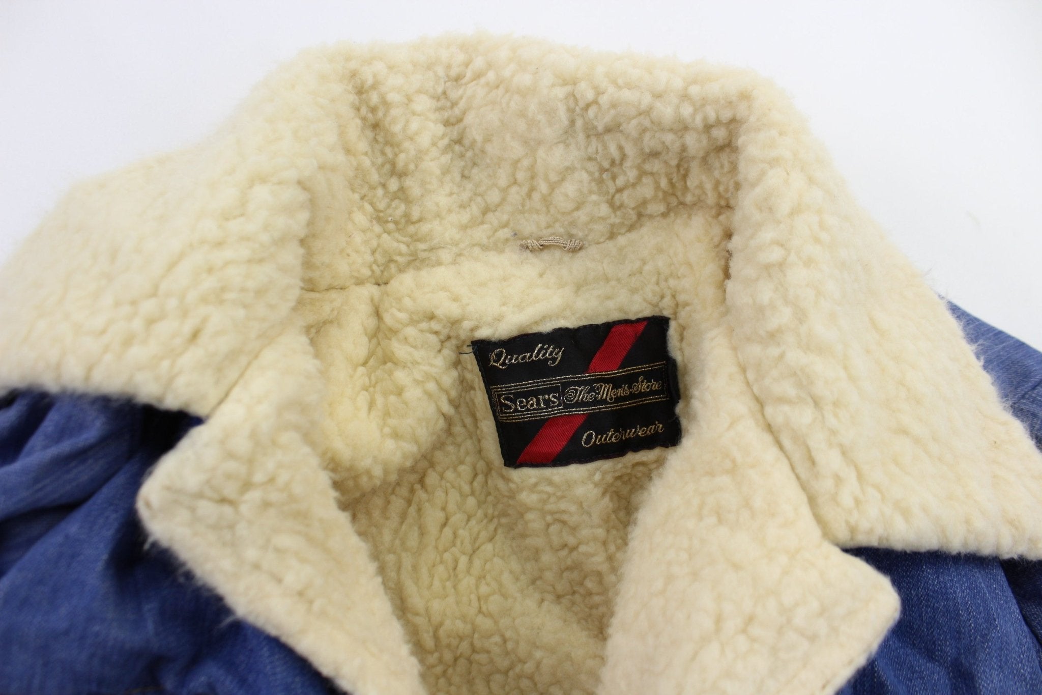 70's Sears Sportswear Denim Sherpa Jacket - ThriftedThreads.com