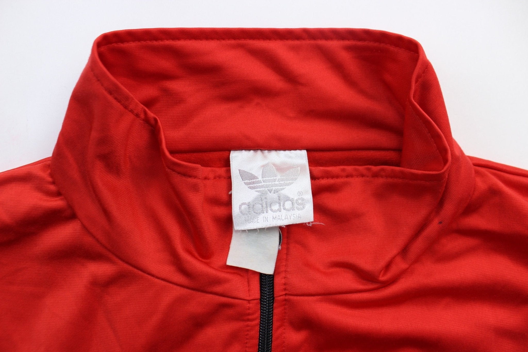 80's Adidas Embroidered Logo Red, Blue, & White Jacket - ThriftedThreads.com