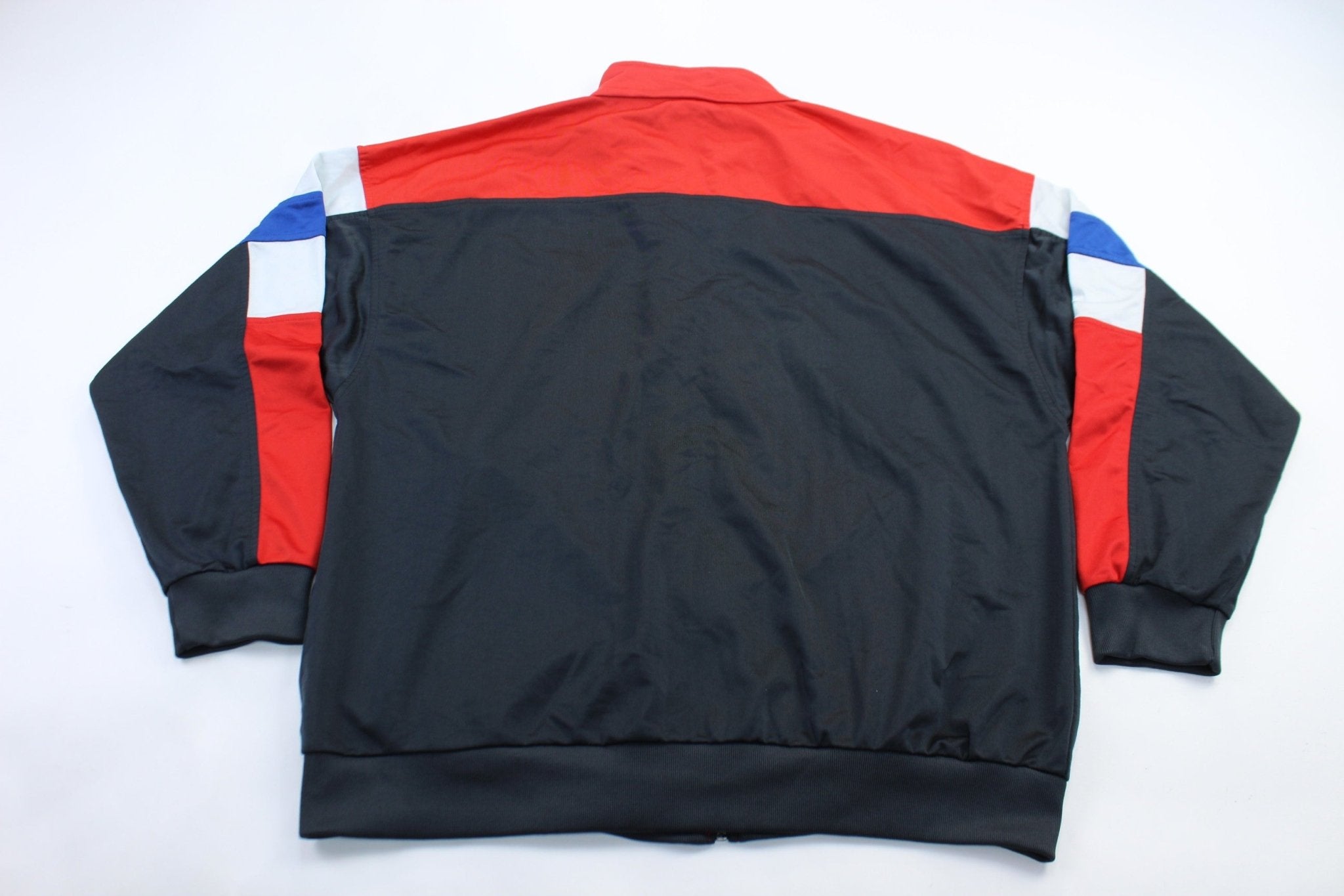 80's Adidas Embroidered Logo Red, Blue, & White Jacket - ThriftedThreads.com