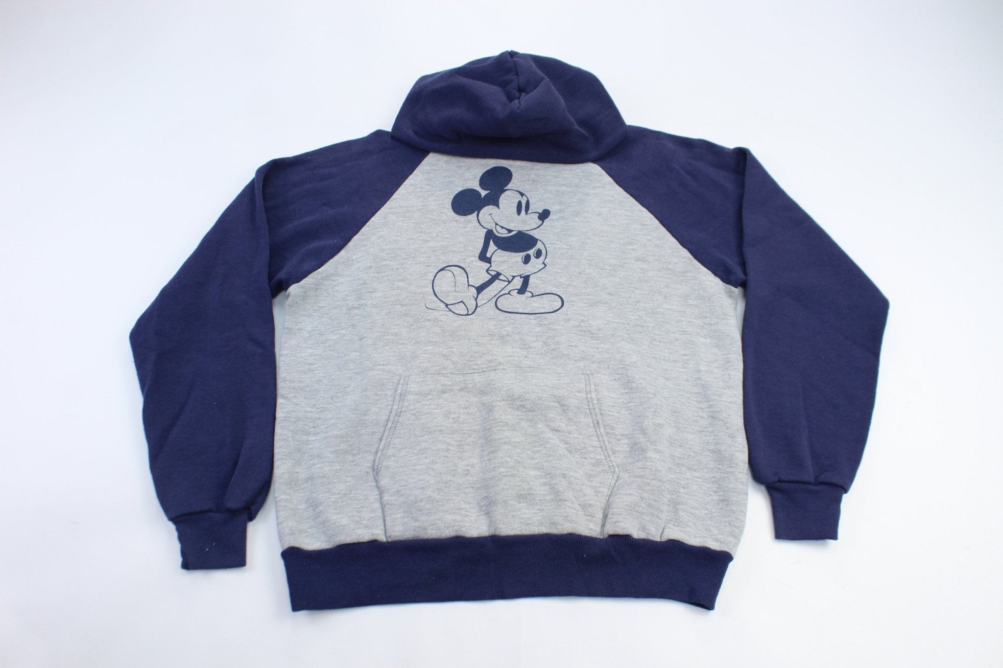 ThriftedThreads 80 s Disney Navy Blue Grey Mickey Mouse Hoodie