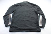 Adidas Embroidered Logo Black & White Striped Jacket - ThriftedThreads.com