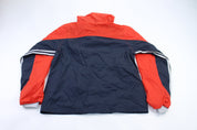 Adidas Embroidered Logo Red & Navy Blue Striped Jacket - ThriftedThreads.com
